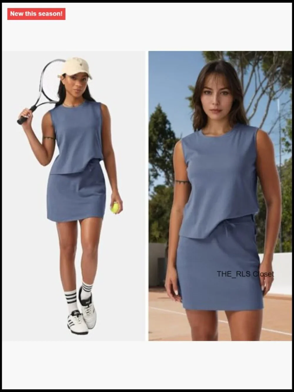 Cotton Spandex Sleeveless Top and Tennis Skort Matching Set
